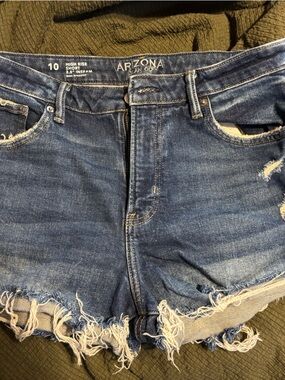 Arizona Jean Company Distressed Dark Blue Denim Cutoff Shorts